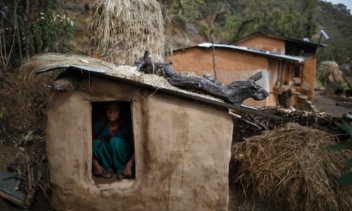 A school girl has to live in this shed and miss school just because she is banished from home while her menstruation 